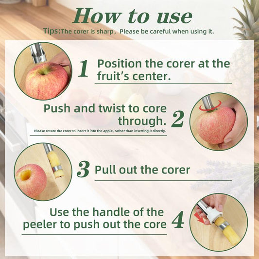 2 in 1 Apple Corer and Peeler - Stainless Steel Fruit Corer